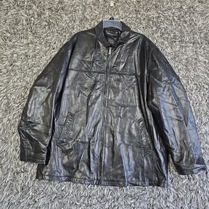 Wilsons Leather Black Soft Leather Full-Zip Dress Jacket Men's Size XXL No Liner